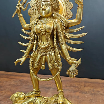 ब्रासोरा® वृंदावन वेणुगोपाल कृष्ण पीतल की प्रतिमा मोर के साथ | एंटीक नीला और सुनहरा रंग | ऊँचाई 20 इंच