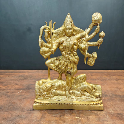 Brassaura® Brass Goddess Kali Statue | Traditional Maa Kali Murti Standing on Lord Shiva | Sacred Brass Sculpture for Home Temple, Spiritual Décor & Devotional Spaces | 12 Inches | 5 Kg