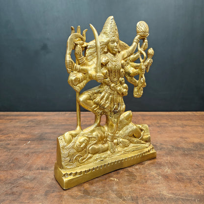 Brassaura® Brass Goddess Kali Statue | Traditional Maa Kali Murti Standing on Lord Shiva | Sacred Brass Sculpture for Home Temple, Spiritual Décor & Devotional Spaces | 12 Inches | 5 Kg