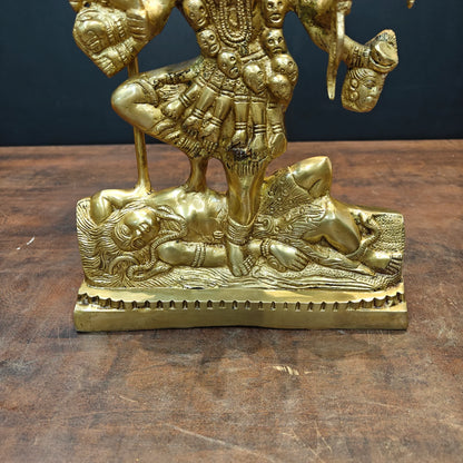 Brassaura® Brass Goddess Kali Statue | Traditional Maa Kali Murti Standing on Lord Shiva | Sacred Brass Sculpture for Home Temple, Spiritual Décor & Devotional Spaces | 12 Inches | 5 Kg