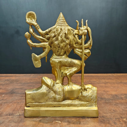 Brassaura® Brass Goddess Kali Statue | Traditional Maa Kali Murti Standing on Lord Shiva | Sacred Brass Sculpture for Home Temple, Spiritual Décor & Devotional Spaces | 12 Inches | 5 Kg
