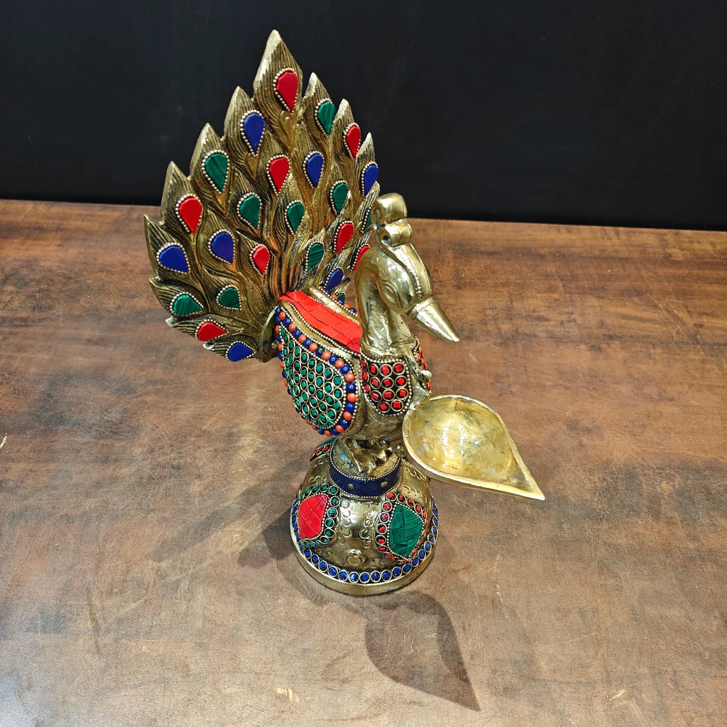 Brassaura® Brass Peacock Diya | Handcrafted Decorative Peacock Oil Lamp | Traditional Brass Deepak for Pooja, Festivals & Home Décor | 12 Inches | 3.6 Kg