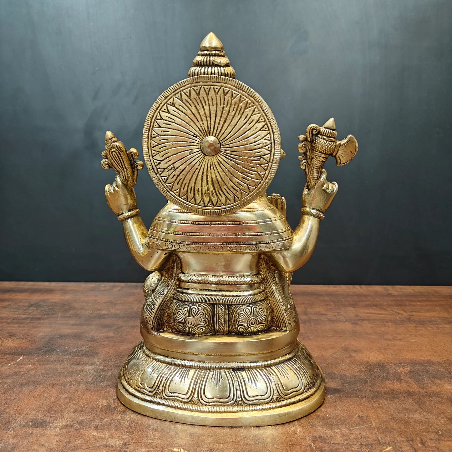 Brassaura® Brass Lord Ganesha Statue | Seated Ganpati Bappa Idol for Wisdom, Success & Prosperity | Premium Brass Sculpture for Home Temple & Spiritual Décor | 15 Inches | 13 Kg