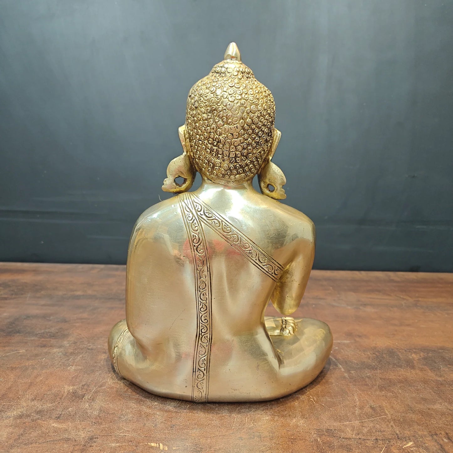 Brassaura® Brass Meditating Buddha Statue | Peaceful Buddha Idol in Abhaya Mudra | Sacred Brass Sculpture for Home Temple, Meditation & Spiritual Décor | 13 Inches | 6 Kg