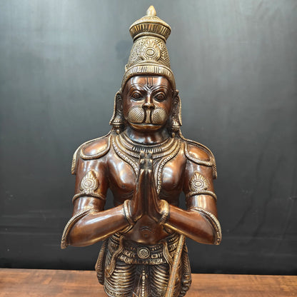 ब्रासोरा® वृंदावन वेणुगोपाल कृष्ण पीतल की प्रतिमा मोर के साथ | एंटीक नीला और सुनहरा रंग | ऊँचाई 20 इंच