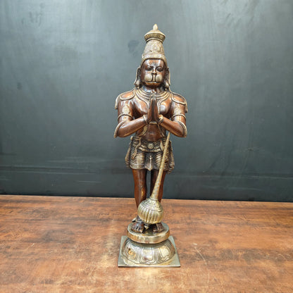 ब्रासोरा® वृंदावन वेणुगोपाल कृष्ण पीतल की प्रतिमा मोर के साथ | एंटीक नीला और सुनहरा रंग | ऊँचाई 20 इंच