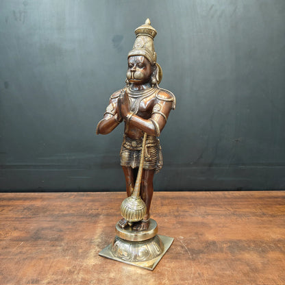 ब्रासोरा® वृंदावन वेणुगोपाल कृष्ण पीतल की प्रतिमा मोर के साथ | एंटीक नीला और सुनहरा रंग | ऊँचाई 20 इंच