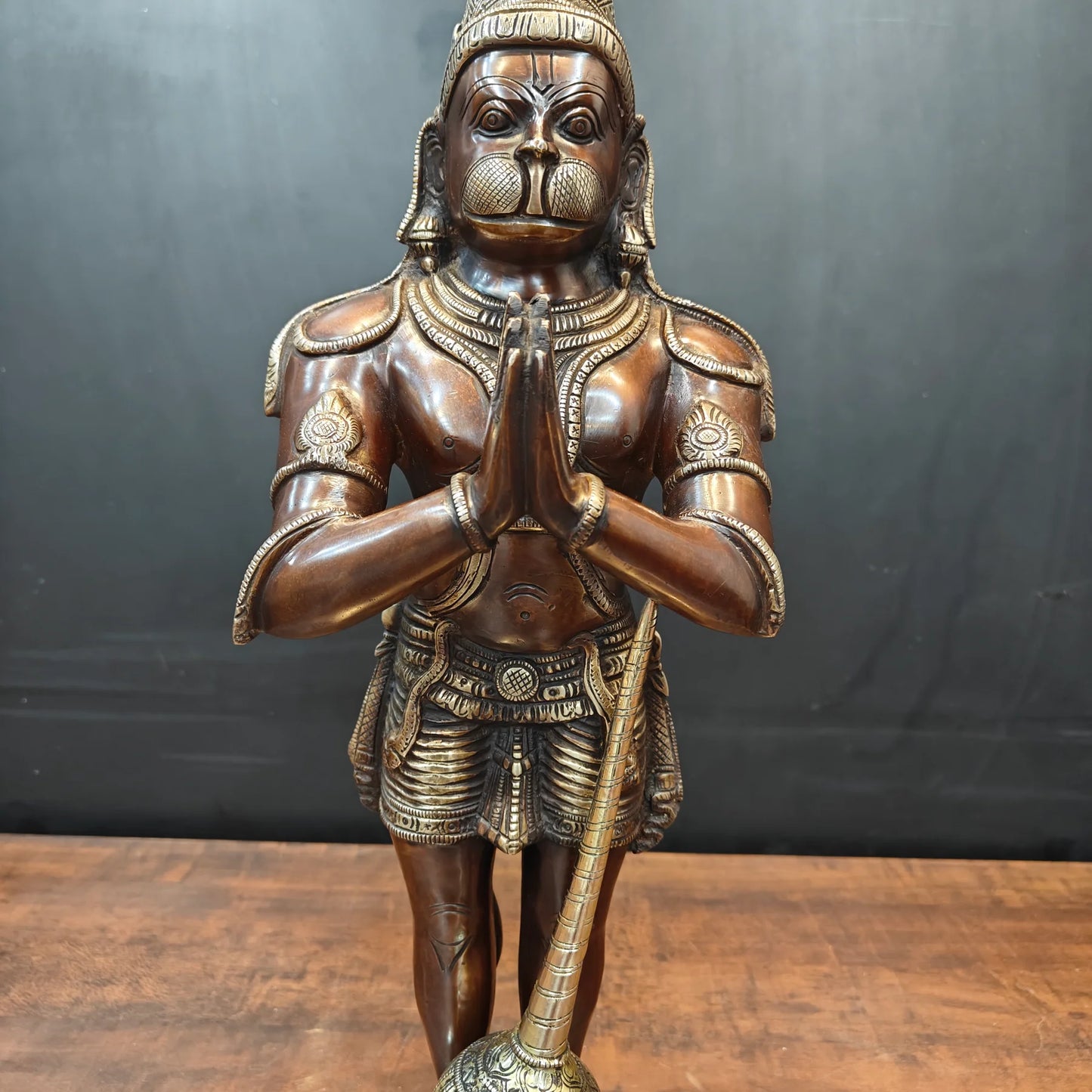 ब्रासोरा® वृंदावन वेणुगोपाल कृष्ण पीतल की प्रतिमा मोर के साथ | एंटीक नीला और सुनहरा रंग | ऊँचाई 20 इंच