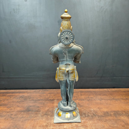 Brassaura® Brass Panchmukhi Hanuman Statue | Standing Hanuman Idol with Gada | Traditional Sacred Brass Sculpture for Home Temple, Spiritual Décor & Gifting | 23 Inches | 9 Kg