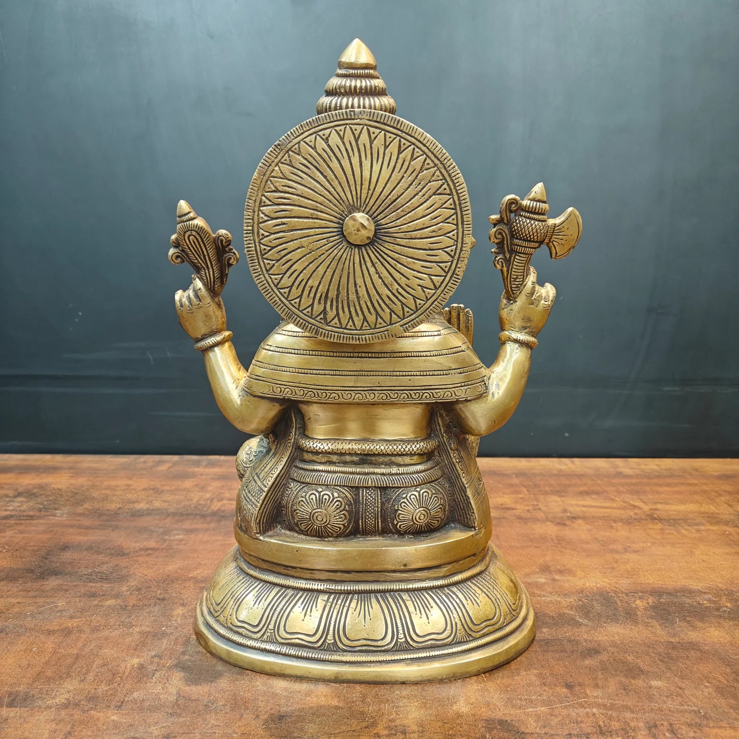 Brassaura® Brass Lord Ganesha Idol | Seated Ganpati Murti with Traditional Detailing | Sacred Brass Sculpture for Home Temple, Spiritual Décor & Gifting | 15 Inches | 13 Kg