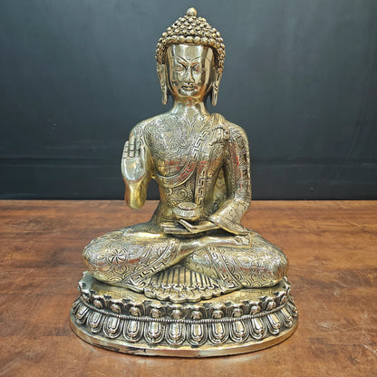 ब्रासोरा® वृंदावन वेणुगोपाल कृष्ण पीतल की प्रतिमा मोर के साथ | एंटीक नीला और सुनहरा रंग | ऊँचाई 20 इंच