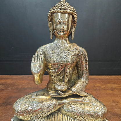 ब्रासोरा® वृंदावन वेणुगोपाल कृष्ण पीतल की प्रतिमा मोर के साथ | एंटीक नीला और सुनहरा रंग | ऊँचाई 20 इंच