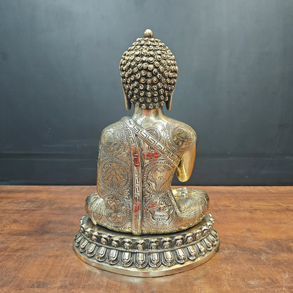 ब्रासोरा® वृंदावन वेणुगोपाल कृष्ण पीतल की प्रतिमा मोर के साथ | एंटीक नीला और सुनहरा रंग | ऊँचाई 20 इंच