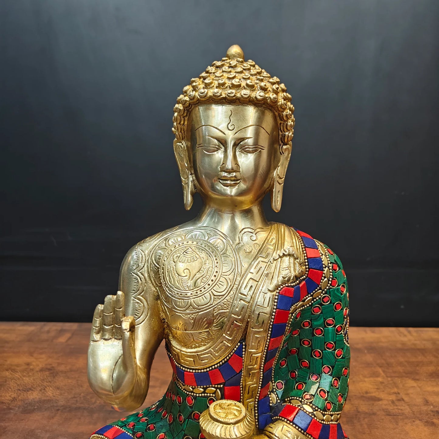 ब्रासोरा® वृंदावन वेणुगोपाल कृष्ण पीतल की प्रतिमा मोर के साथ | एंटीक नीला और सुनहरा रंग | ऊँचाई 20 इंच