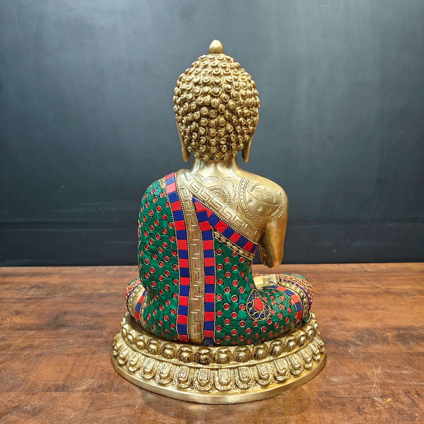 ब्रासोरा® वृंदावन वेणुगोपाल कृष्ण पीतल की प्रतिमा मोर के साथ | एंटीक नीला और सुनहरा रंग | ऊँचाई 20 इंच