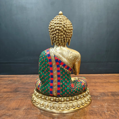ब्रासोरा® वृंदावन वेणुगोपाल कृष्ण पीतल की प्रतिमा मोर के साथ | एंटीक नीला और सुनहरा रंग | ऊँचाई 20 इंच