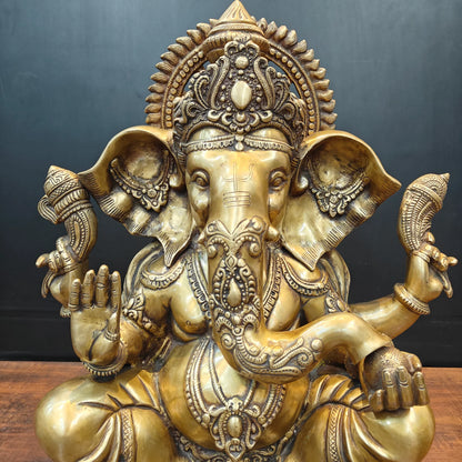 ब्रासोरा® वृंदावन वेणुगोपाल कृष्ण पीतल की प्रतिमा मोर के साथ | एंटीक नीला और सुनहरा रंग | ऊँचाई 20 इंच