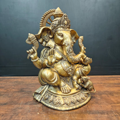 ब्रासोरा® वृंदावन वेणुगोपाल कृष्ण पीतल की प्रतिमा मोर के साथ | एंटीक नीला और सुनहरा रंग | ऊँचाई 20 इंच