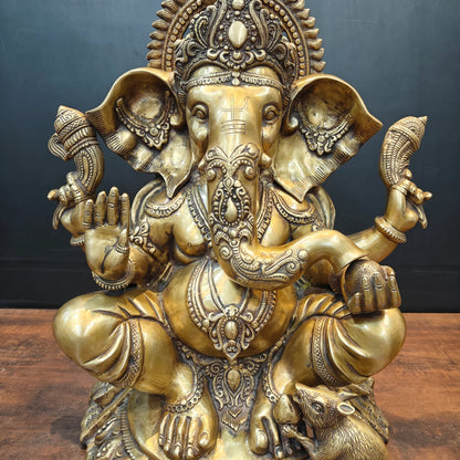 ब्रासोरा® वृंदावन वेणुगोपाल कृष्ण पीतल की प्रतिमा मोर के साथ | एंटीक नीला और सुनहरा रंग | ऊँचाई 20 इंच