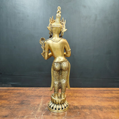 ब्रासोरा® वृंदावन वेणुगोपाल कृष्ण पीतल की प्रतिमा मोर के साथ | एंटीक नीला और सुनहरा रंग | ऊँचाई 20 इंच
