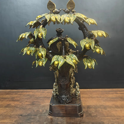 Brassaura® Brass Radha Krishna Under Kadamba Tree Idol | Handcrafted Krishna Playing Flute Statue for Home Temple, Living Room & Office Décor | Antique Dual Tone Finish | Premium Brass Murti | 33 Inches | 51 Kg