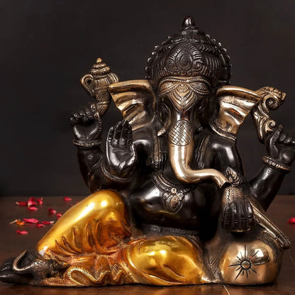 ब्रासोरा® वृंदावन वेणुगोपाल कृष्ण पीतल की प्रतिमा मोर के साथ | एंटीक नीला और सुनहरा रंग | ऊँचाई 20 इंच