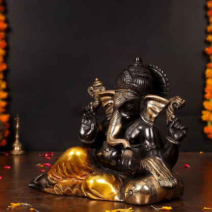 ब्रासोरा® वृंदावन वेणुगोपाल कृष्ण पीतल की प्रतिमा मोर के साथ | एंटीक नीला और सुनहरा रंग | ऊँचाई 20 इंच