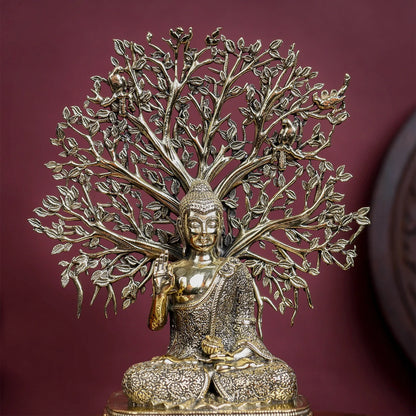 Brassaura® Buddha Seated Meditation Idol with Antique Finish | Pure Superfine Brass Handcrafted Murti | Brass Statue for Home Temple, Pooja Room | Height 6.2 Inches | Weight 0.32 Kgs