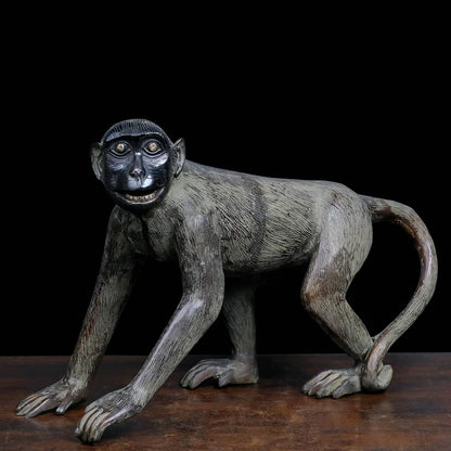 Brassaura® Monkey Sculpture Statue with Antique Finish | Pure Superfine Brass Handcrafted Murti | Brass Statue for Home Temple, Pooja Room | Height 13 Inches | Weight 13.6 Kgs