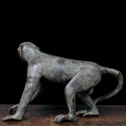 Brassaura® Monkey Sculpture Statue with Antique Finish | Pure Superfine Brass Handcrafted Murti | Brass Statue for Home Temple, Pooja Room | Height 13 Inches | Weight 13.6 Kgs