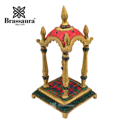 Brass Gem Stone Work Temple Idol for Home and Decor Weight 2.3 Kg Height 26 cm