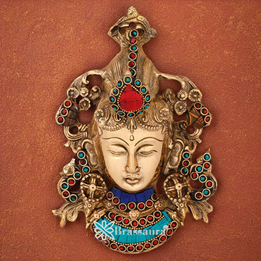 Brassaura™ Brass Gem Stone Work Tara Wall Hanging – Height 7.5 Inches & Weight 0.8 Kgs | Spiritual Décor