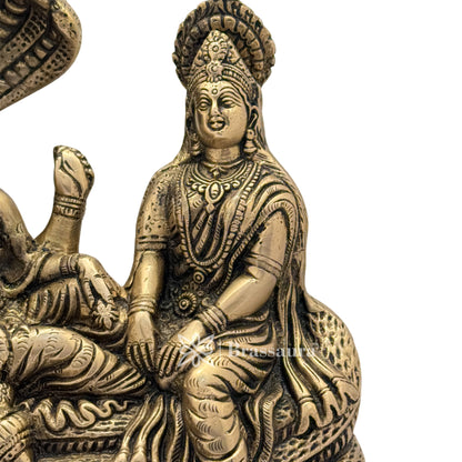 Brass Black Patina Work Vishnu laxmi and sheshnaag Idol for Home and Decor Weight 4.2 Kg Height 22 cm