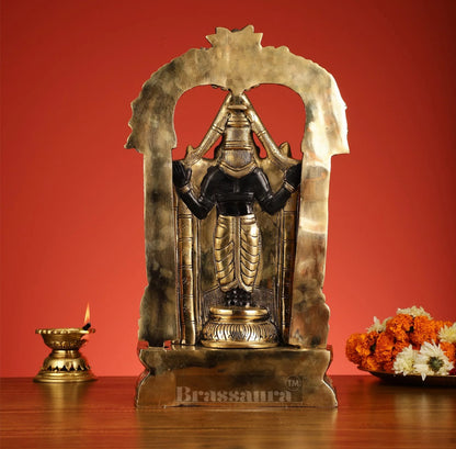 Brassaura™ Brass Handcrafted Tirupati Balaji Idol with Dual Tone Finish – 20 Inches, 12 Kgs