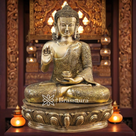 Brass Buddha For Home And Décor Weight 22.78 Kg Height 21 Inch