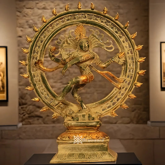 Brassaura™ Brass Nataraja Statue | Antique Finish | Height 35.81 cm & Weight 4.1 Kgs