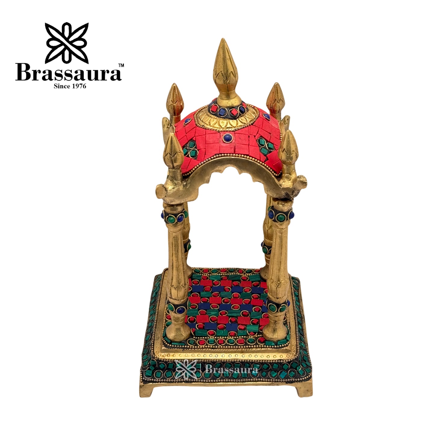 Brass Gem Stone Work Temple Idol for Home and Decor Weight 2.3 Kg Height 26 cm