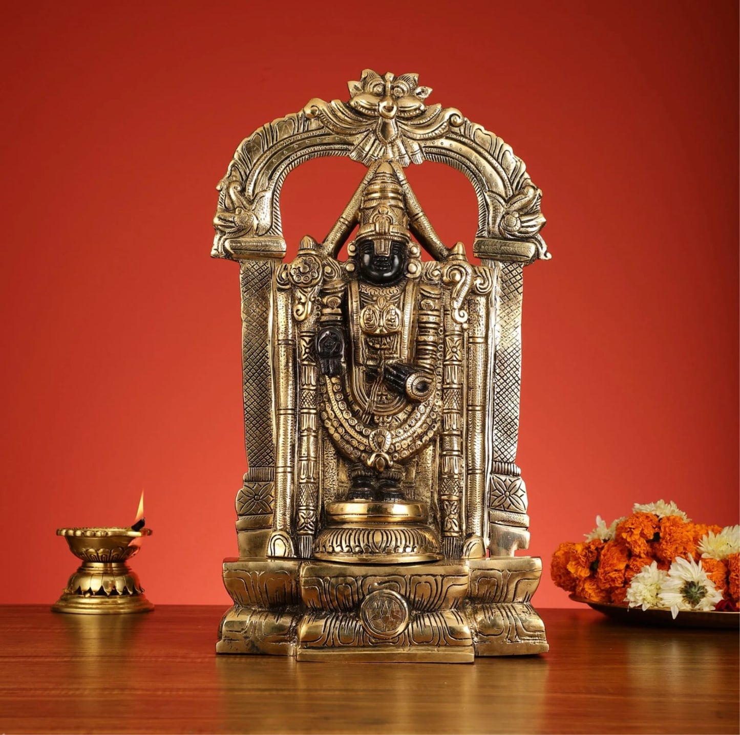 Brassaura™ Brass Handcrafted Tirupati Balaji Idol with Dual Tone Finish – 20 Inches, 12 Kgs