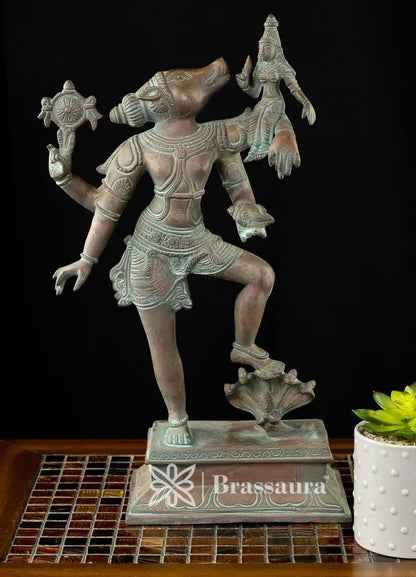 Brass Varah Statue Weight 7.2 Kg And Height 17.5 Inch