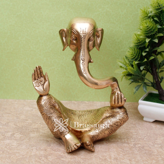 Brassaura™ Brass Modern Ganesha Idol for Home and Decor | Weight 2.1 Kgs | Height 8 Inches