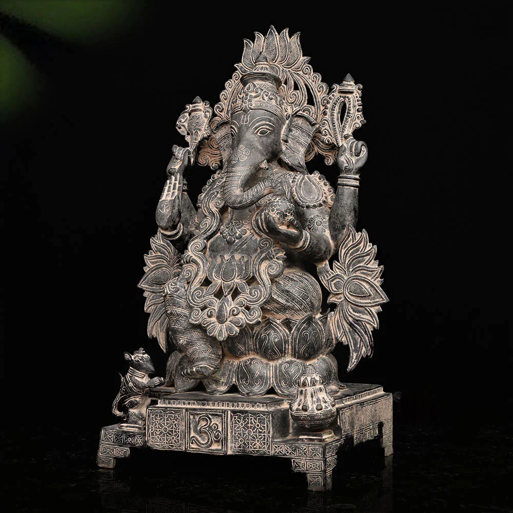 ब्रासोरा® वृंदावन वेणुगोपाल कृष्ण पीतल की प्रतिमा मोर के साथ | एंटीक नीला और सुनहरा रंग | ऊँचाई 20 इंच