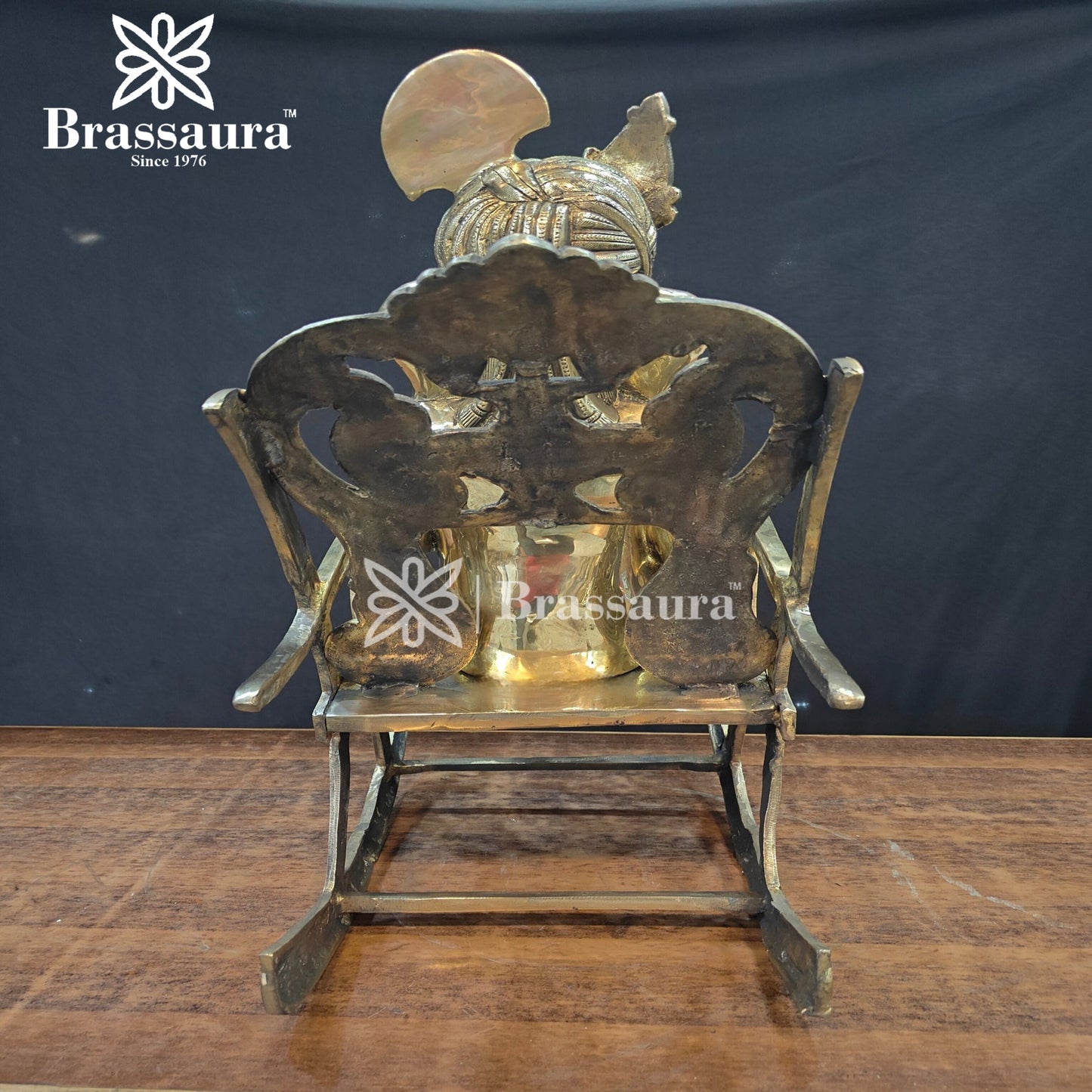 Brassaura™ Brass Chair Ganesha Statue for Home and Decor | Weight 27 Kgs | Height 13 Inches