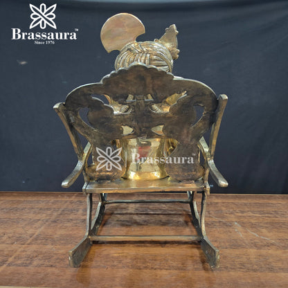 Brassaura™ Brass Chair Ganesha Statue for Home and Decor | Weight 27 Kgs | Height 13 Inches