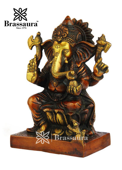 Brass Ganesha Statue For Home Decor Weight 2 Kg And Height 7 Inch