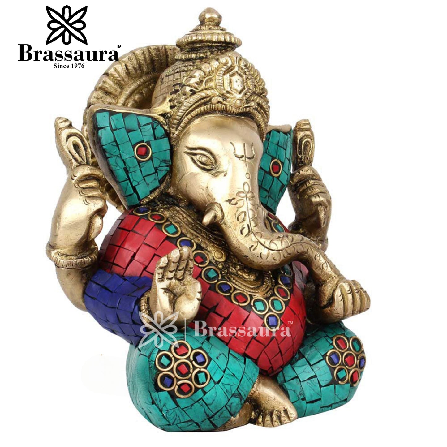 Brass Ganesha Statue For Home Decor And Gift Item Weight 1.6 Kg And Height 6 Inch