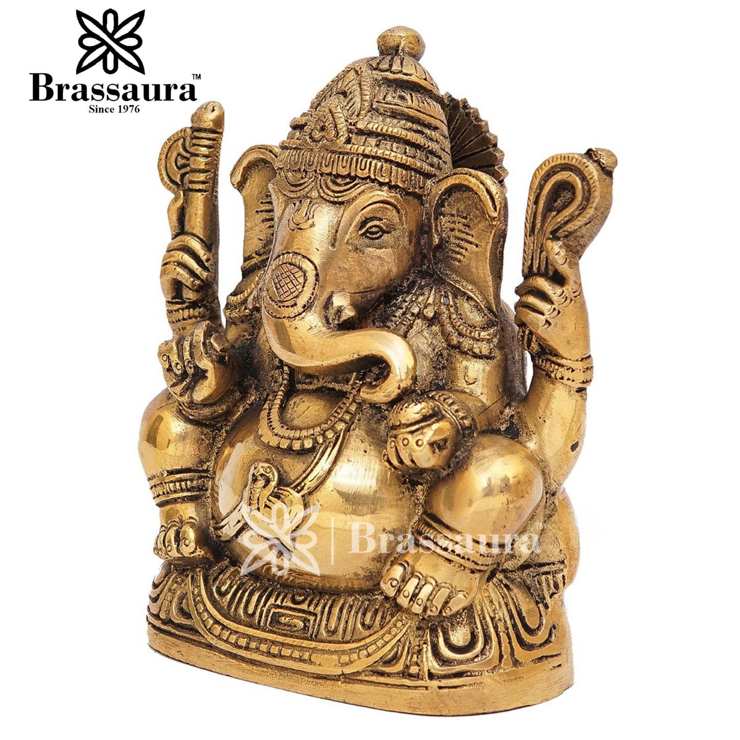 Brass Ganesha Statue For Home Decor And Gift Item Weight 1.3 Kg And Height 5.5 Inches