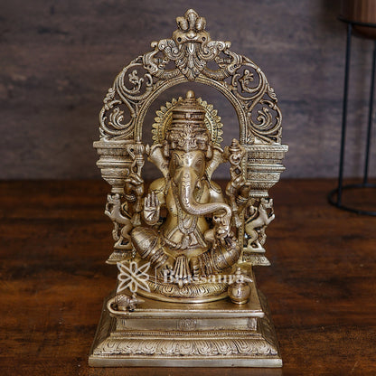 Brass Ganesha Statue For Home Decor And Gift Item Weight 9.5 Kg And Height 16 Inches