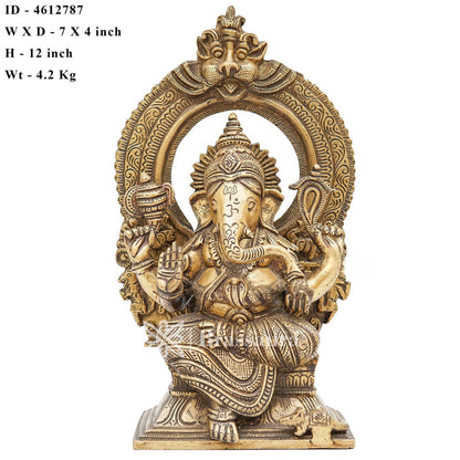 Brassaura™ Brass Ganesha Idol for Home and Decor | Weight 4.5 Kgs | Height 12 Inches