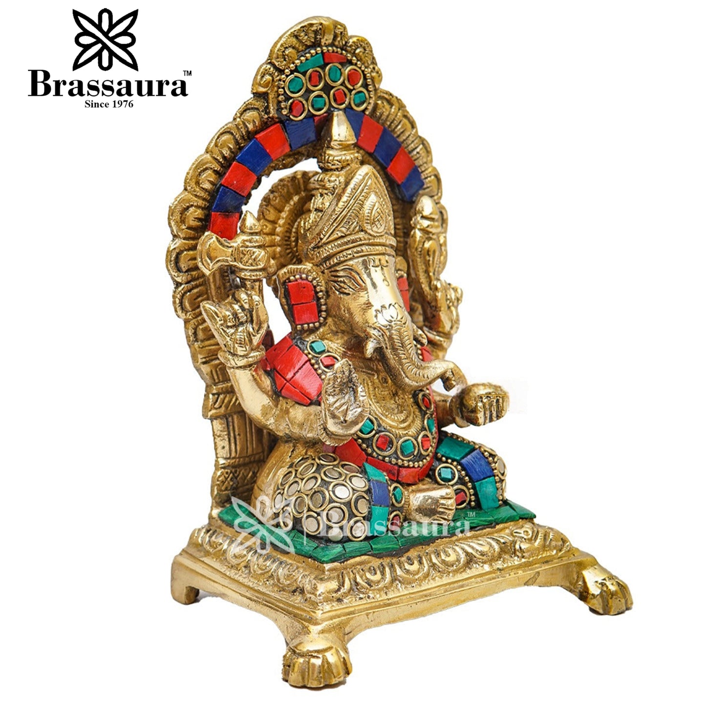 Brassaura™ Brass Ganesha Idol for Home and Decor | Weight 1.5 Kgs | Height 6 Inches
