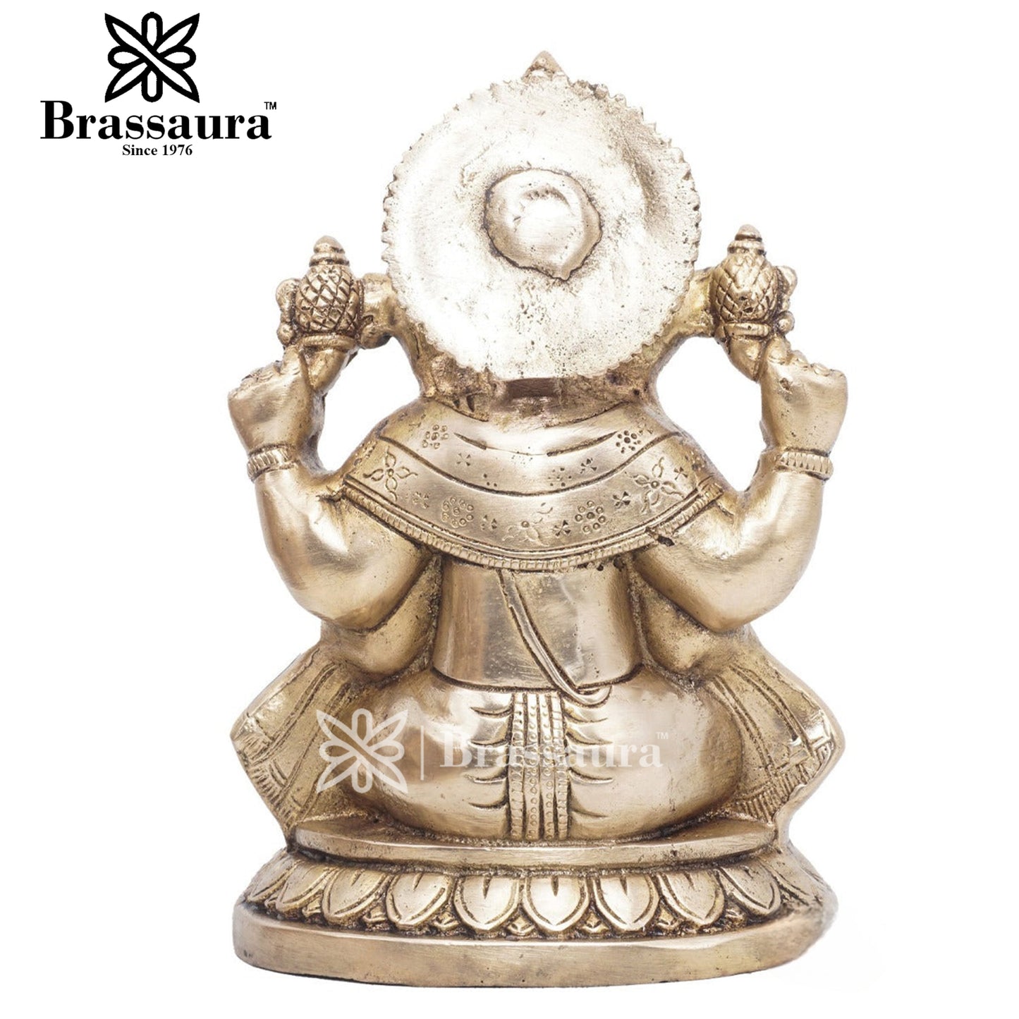 Brassaura™ Brass Ganesha Idol for Home and Decor | Weight 3 Kgs | Height 7.5 Inches